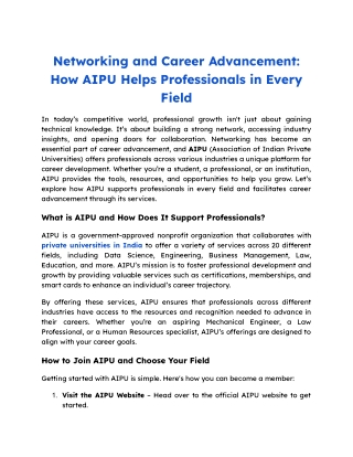 Networking and Career Advancement_ How AIPU Helps Professionals in Every Field