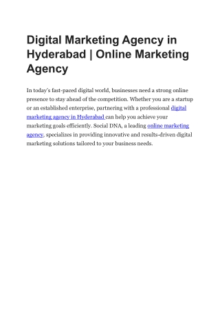 Digital Marketing Agency in Hyderabad