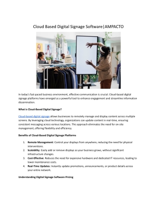 Cloud Based Digital Signage Software|AMPACTO
