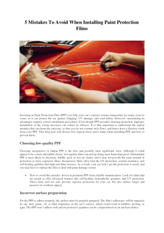 5 Mistakes To Avoid When Installing Paint Protection Films