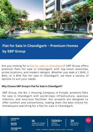 Flat for Sale in Chandigarh – Premium Homes by SBP Group