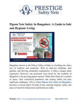 Pigeon Safety Nets In Bangalore