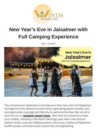 New Year’s Eve in Jaisalmer with Full Camping Experience