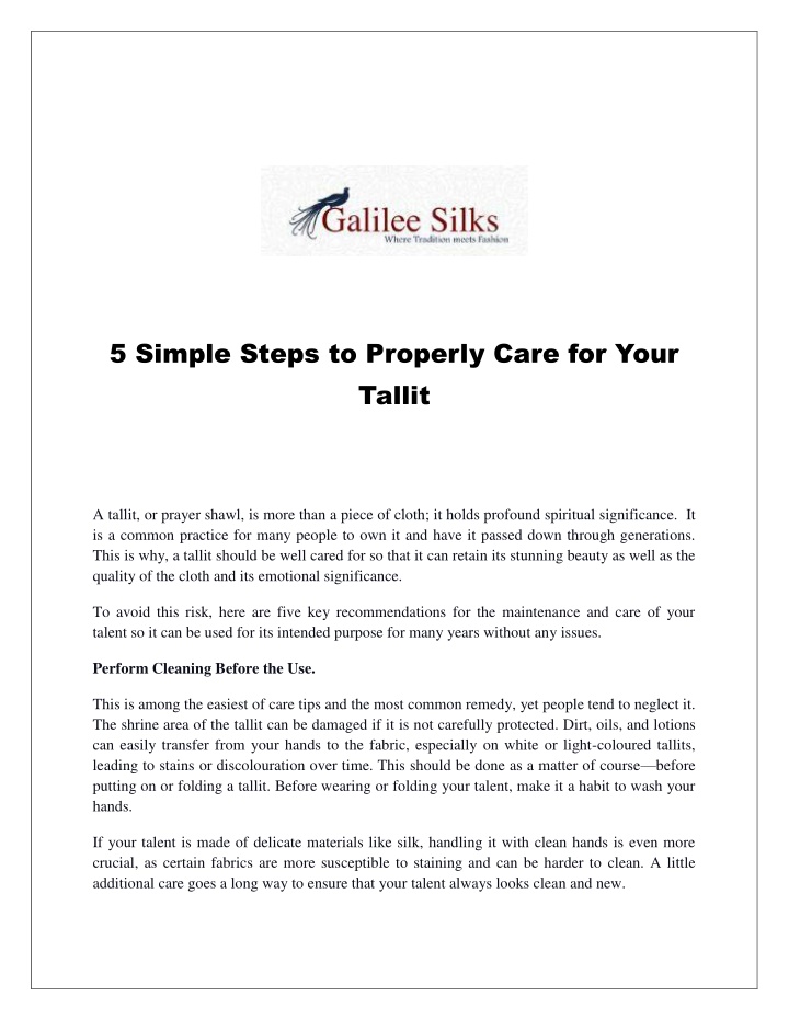 5 simple steps to properly care for your tallit