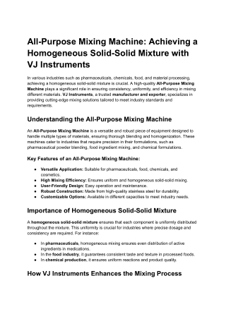 All-Purpose Mixing Machine_ Achieving a Homogeneous Solid-Solid Mixture with VJ Instruments