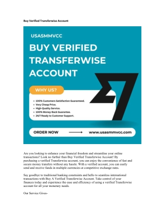 Buy Verified Transferwise Account