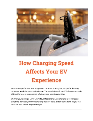 how charging speed affects your ev experience