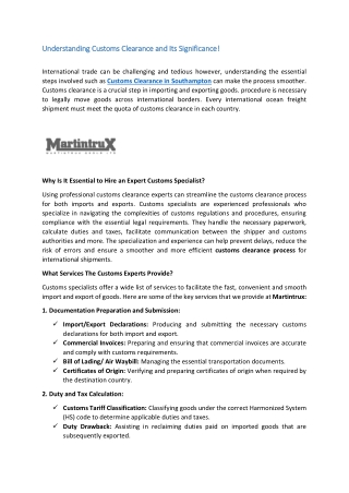 understanding understanding customs clearance