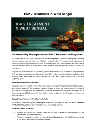 HSV 2 Treatment in West Bengal