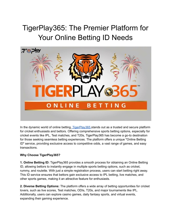 tigerplay365 the premier platform for your online