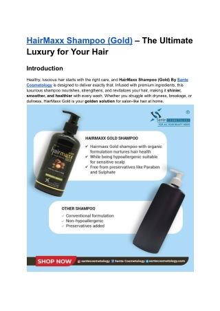 HairMaxx Shampoo (Gold) – The Ultimate Luxury for Your Hair