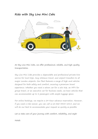 ride with sky line mini cabs