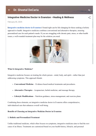 Integrative Medicine Doctor in Evanston –Healing & Wellness