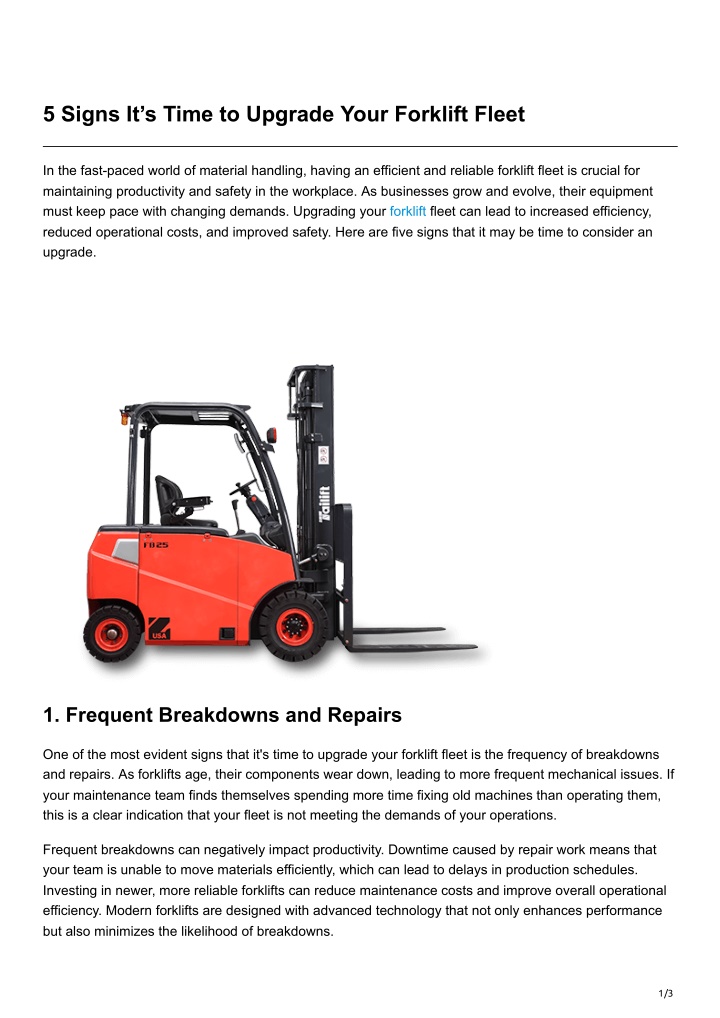 5 signs it s time to upgrade your forklift fleet