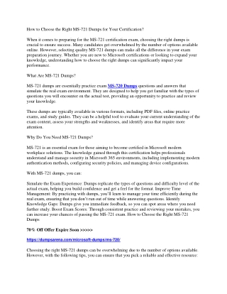 how to choose the right ms 721 dumps for your