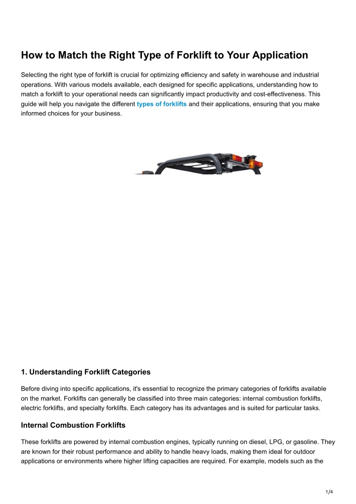 how to match the right type of forklift to your
