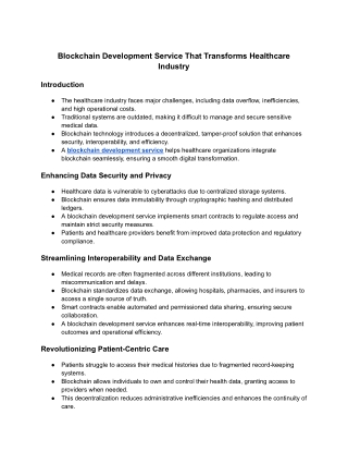 blockchain development service that transforms