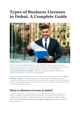 Types of Business Licenses in Dubai: A Complete Guide