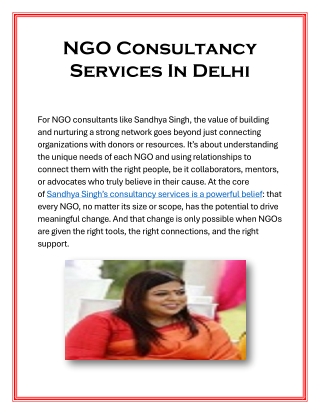 NGO Consultancy Services In Delhi