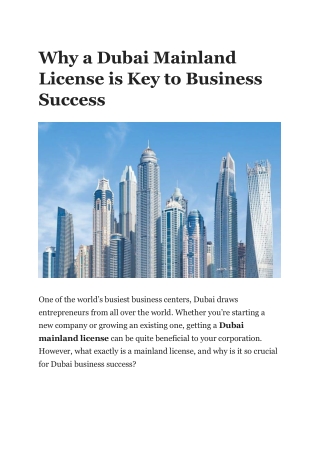 Why a Dubai Mainland License is Key to Business Success
