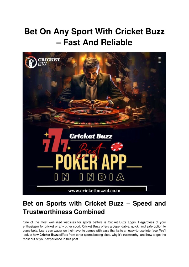 bet on any sport with cricket buzz fast