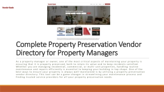 Complete Property Preservation Vendor Directory for Property Managers