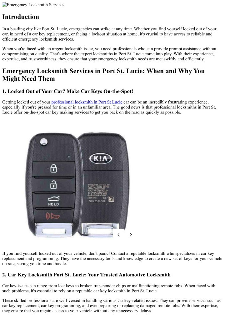 emergency locksmith services