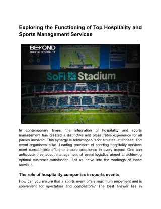 Exploring the Functioning of Top Hospitality and Sports Management Services