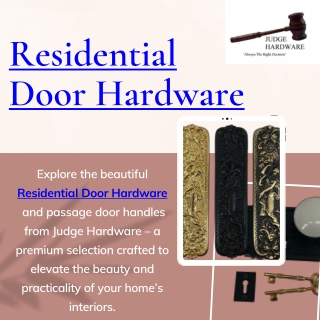 Residential Door Hardware