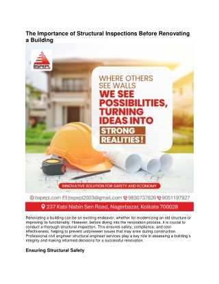 The Importance of Structural Inspections Before Renovating a Building
