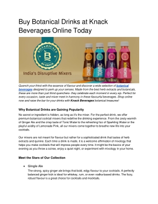 Buy Botanical Drinks at Knack Beverages Online Today