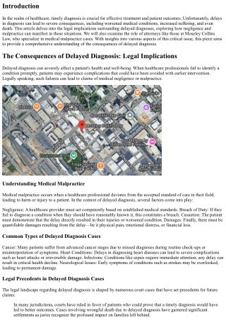 The Consequences of Delayed Diagnosis: Legal Implications