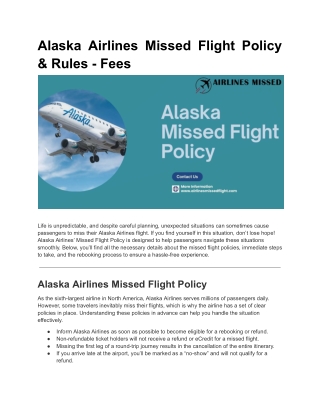 Alaska Airlines Missed Flight Policy