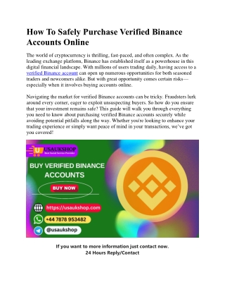 how to safely purchase verified binance accounts