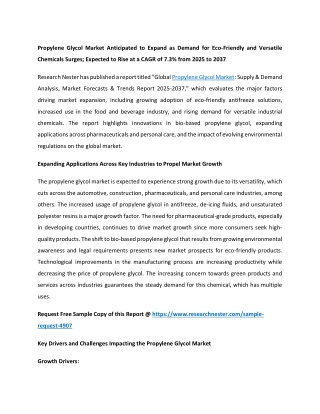 Propylene Glycol Market Size, Share & Trends Analysis Report by 2037