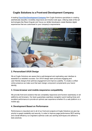 cogtix solutions is a front end development