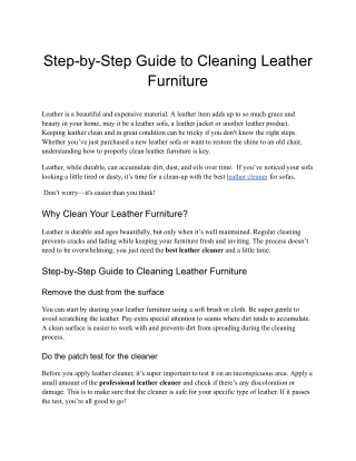 Step-by-Step Guide to Cleaning Leather Furniture