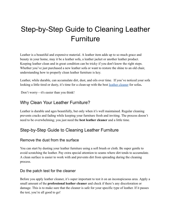 step by step guide to cleaning leather furniture