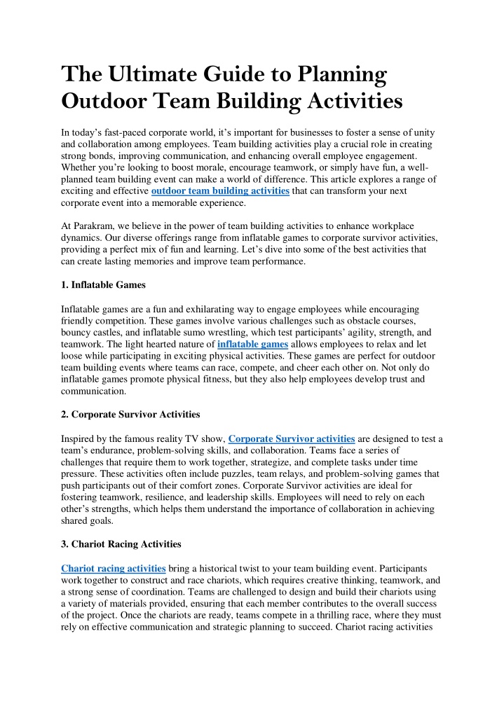 the ultimate guide to planning outdoor team