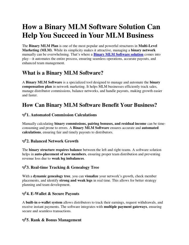 how a binary mlm software solution can help