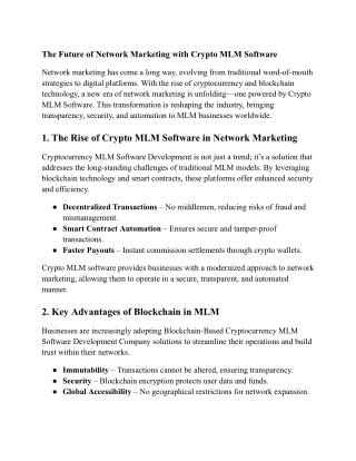 The Future of Network Marketing with Crypto MLM Software