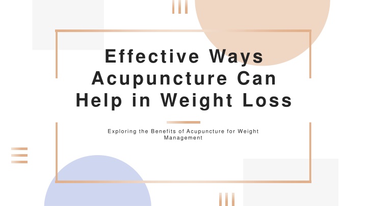 effective ways acupuncture can help in weight loss