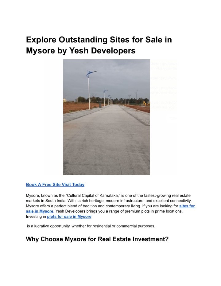 explore outstanding sites for sale in mysore