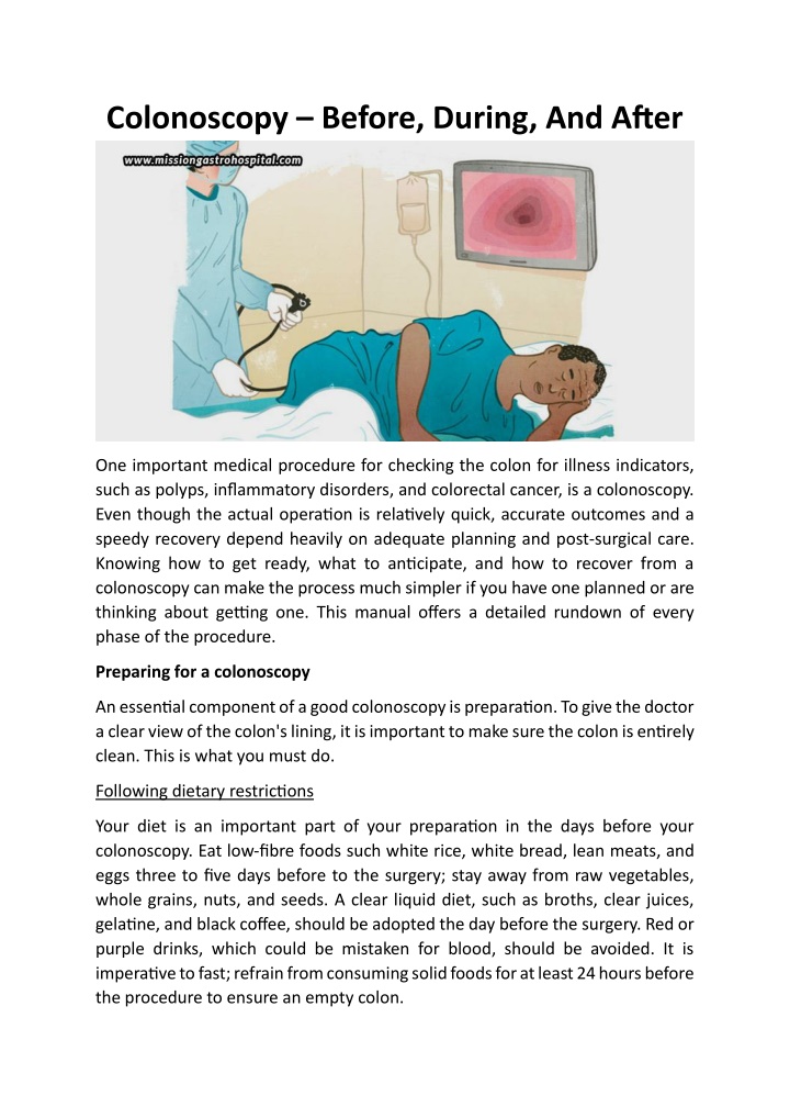 colonoscopy before during and after