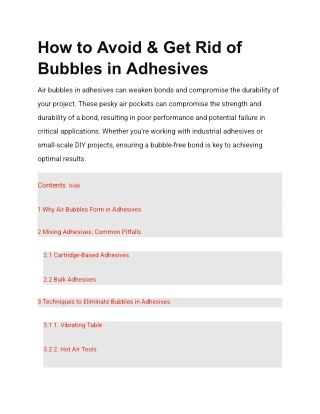 How to Avoid & Get Rid of Bubbles in Adhesives