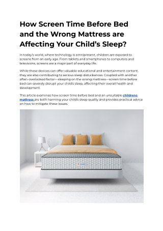 How Screen Time Before Bed and the Wrong Mattress are Affecting Your Child’s Sleep