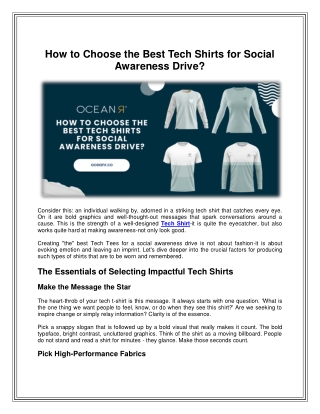 How to Choose the Best Tech Shirts for Social Awareness Drive?