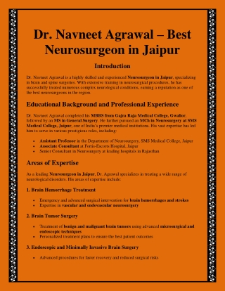 Dr. Navneet Agrawal – Best Neurosurgeon in Jaipur