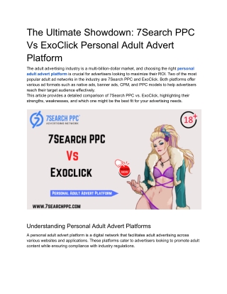 The Ultimate Showdown_ 7Search PPC Vs ExoClick Personal Adult Advert Platform
