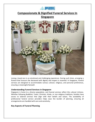 Compassionate & Dignified Funeral Services in Singapore